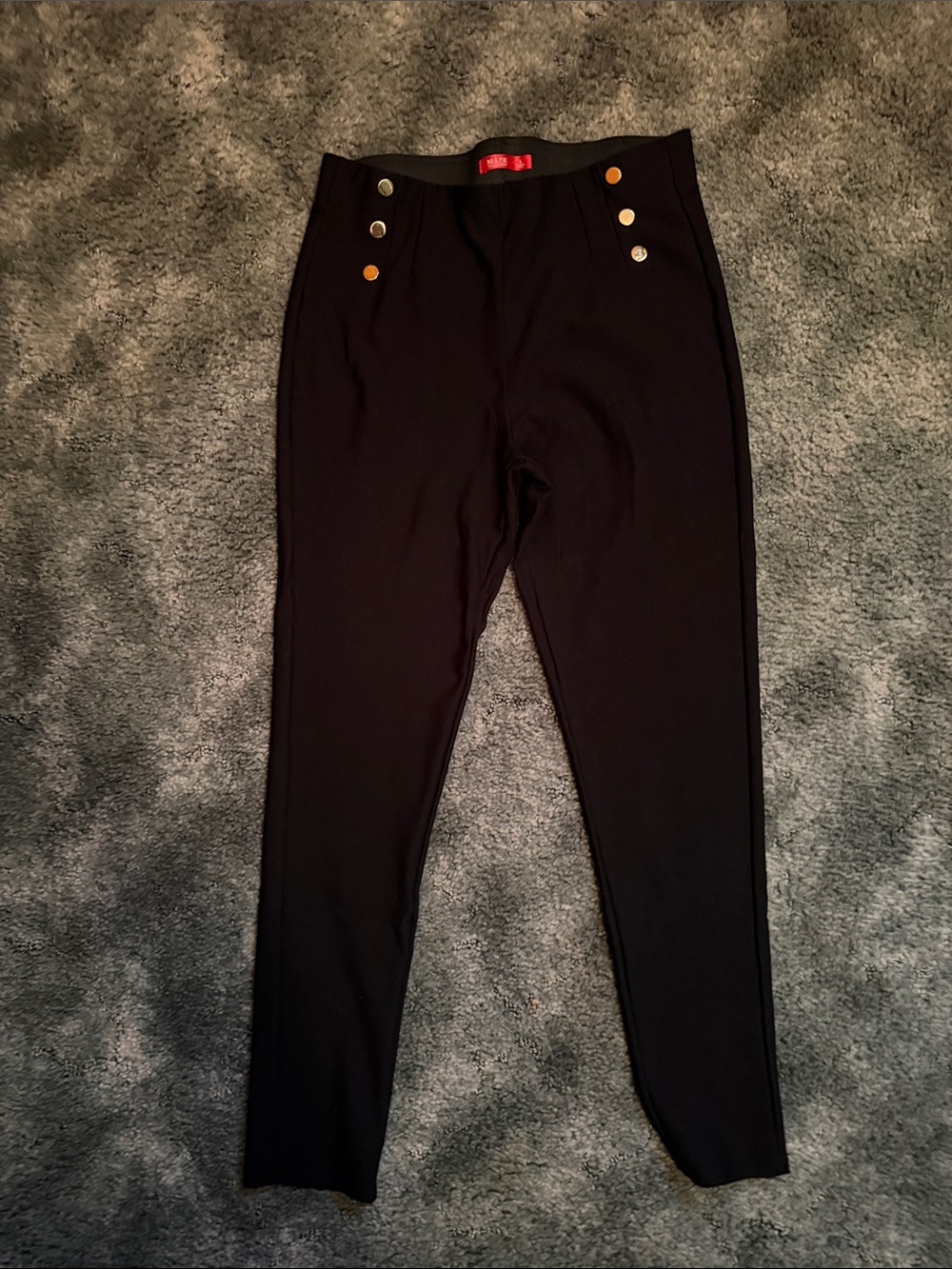 Black Skinny Pants with Decorative Buttons